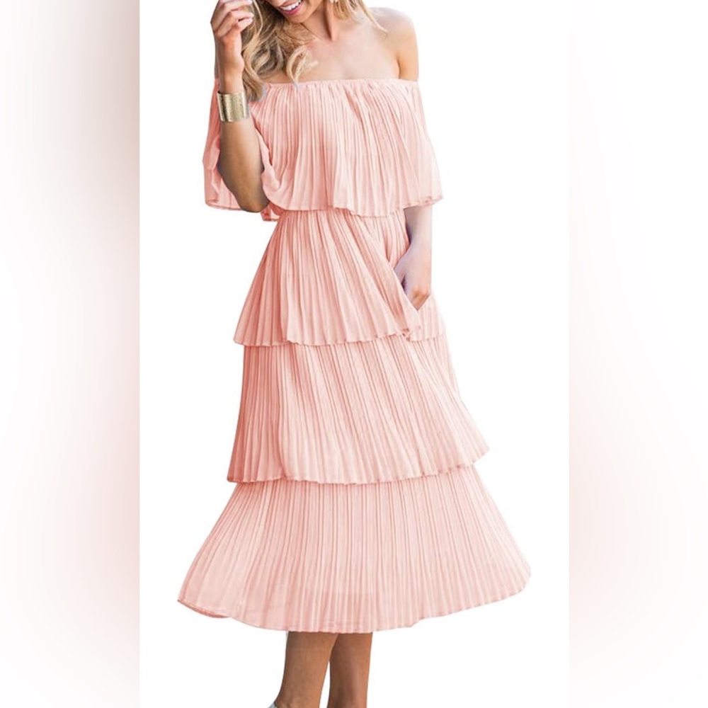 Off the shoulder Ruffle Party Size Pink Size L